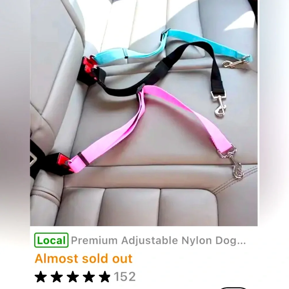 NWT untitled 2 dog seat belts in pink and green